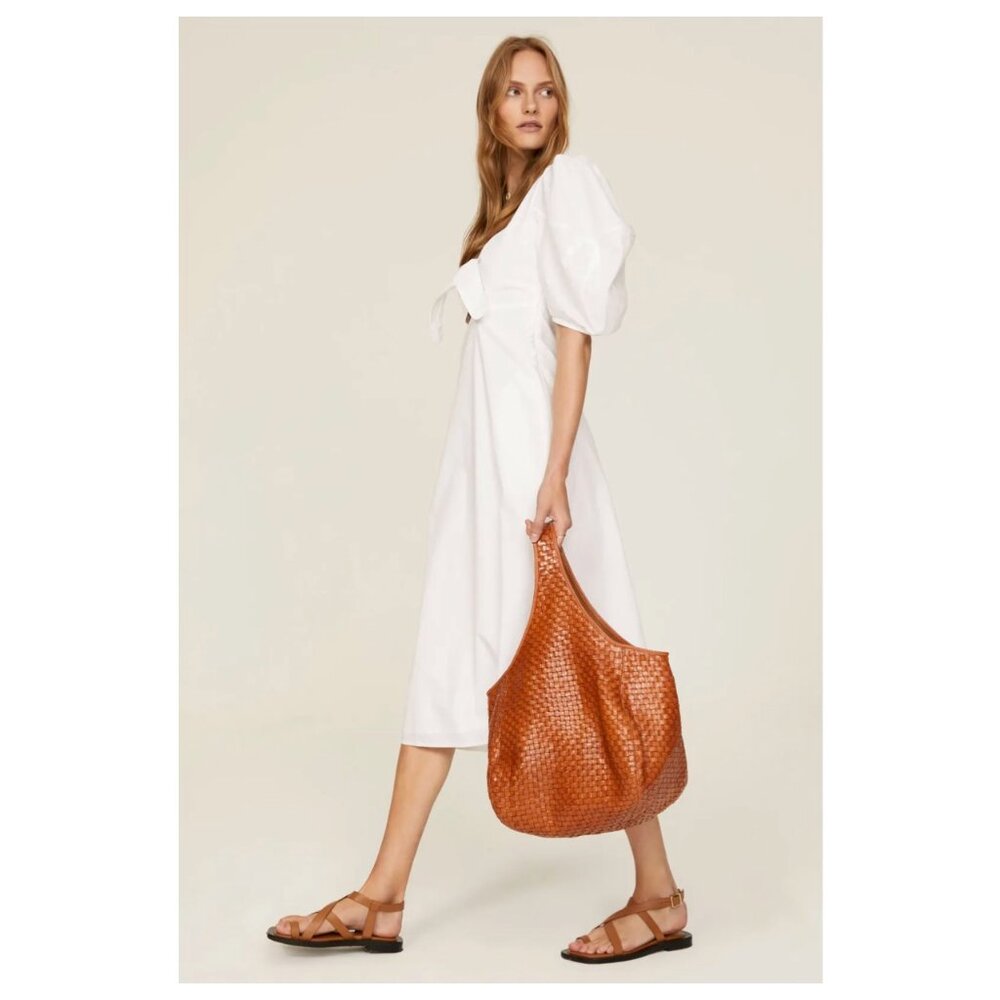 Clare V. Bando tote in Natural Woven Checker